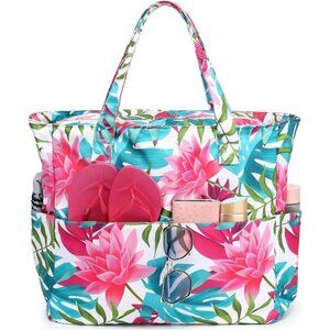 Large Beach Tote Bag Women Lotus